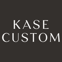 Kase Custom logo in mist-colored font on iron-colored background 